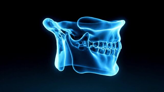 Blue X Ray Of Human Jaw And Teeth Anatomy