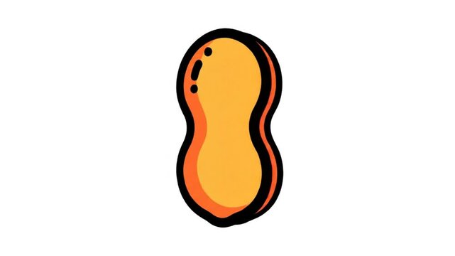 Rotating animated illustration of a delicious peanut on a white background in a simplistic cartoon style