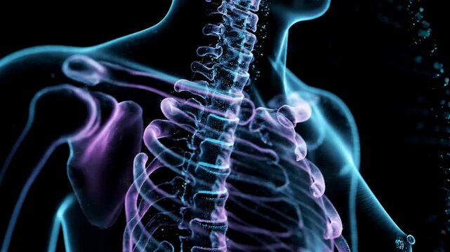 Human Anatomy Skeleton Rib Cage Spine Medical Health Digital Art