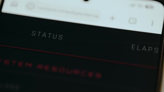 Status ACTIVE UI element for a currently running process