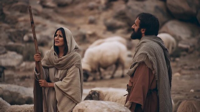 Jacob Tells Rachel That He Is Rachel's Relative, and Rebekah's Son. Biblical Story