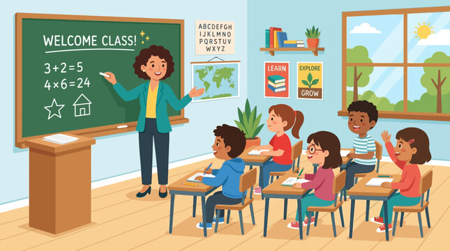Math Classroom Lesson with Teacher