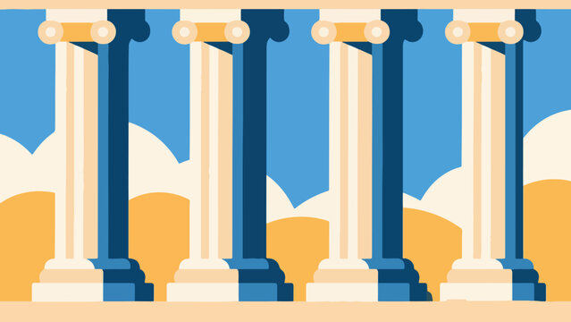 Illustration Of Classic Columns In A Row Vector Design Template