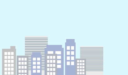 シンプルなビル群の都市背景イラスト 街 都市 建物 © タケピー
