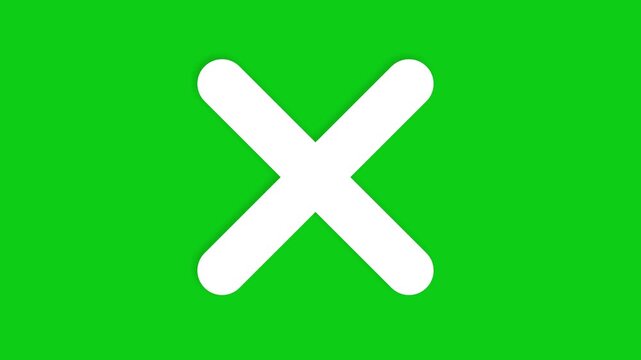 White Cross Sign Animation Green Screen Background 4K