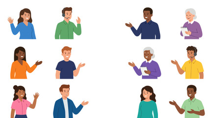 Fototapeta premium Diverse Customer Service and Communication People Flat Vector Set
