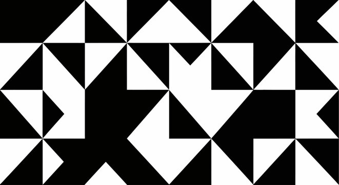 Abstract Geometric Pattern of Black and White Triangles