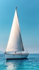 Fototapeta premium Sailboat with full sail cruising across tranquil open water