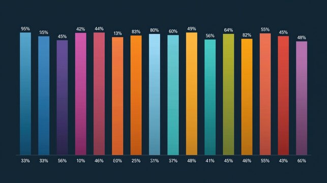 Multicolored vertical bar chart displaying percentage data