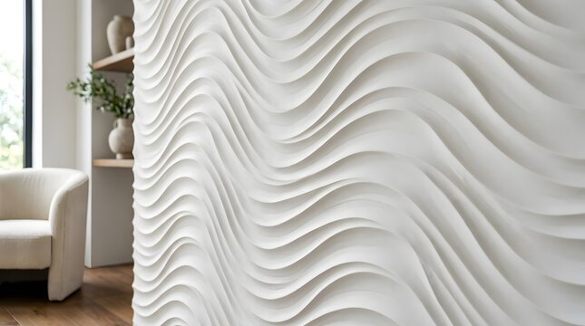 Curved White Wave Wall Texture in Modern Interior