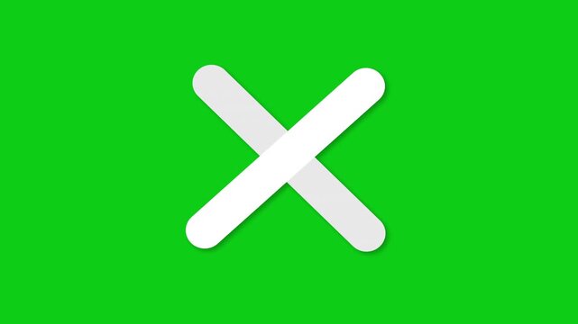 White Cross Sign Animation Green Screen Background 4K