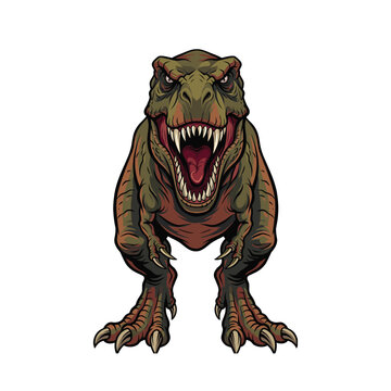 Front View Roaring T Rex Dinosaur Mascot