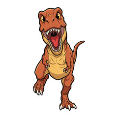 Roaring Brown Tyrannosaurus Rex Mascot Illustration © Aryasakti