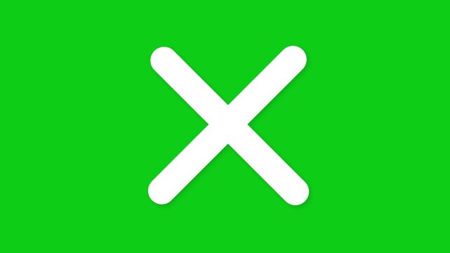 White Cross Sign Animation Green Screen Background 4K