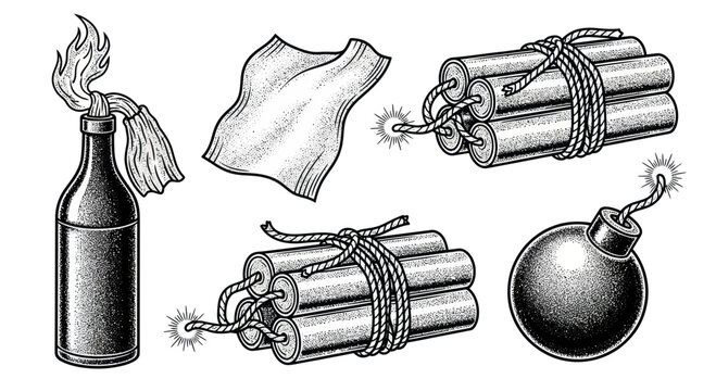 Dangerous explosive bomb and dynamite sticks.