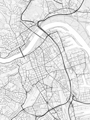 Obraz premium Linz City Map. Minimalist black and white line art poster for printing, wallpaper, wall art, and map resources for home and office decor