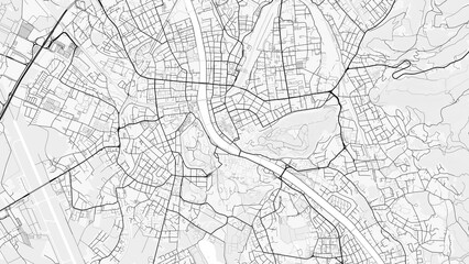 Obraz premium Salzburg City Map. Minimalist black and white line art poster for printing, wallpaper, wall art, and map resources for home and office decor
