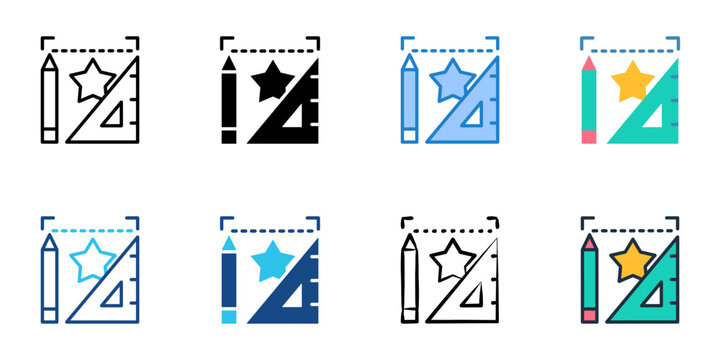 Brand guidelines icons set multiple style collection. Editable stroke 

