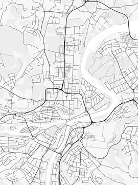 Steyr City Map. Minimalist black and white line art poster for printing, wallpaper, wall art, and map resources for home and office decor