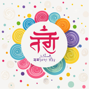Holi Festival Greeting with Rangoli and Colors