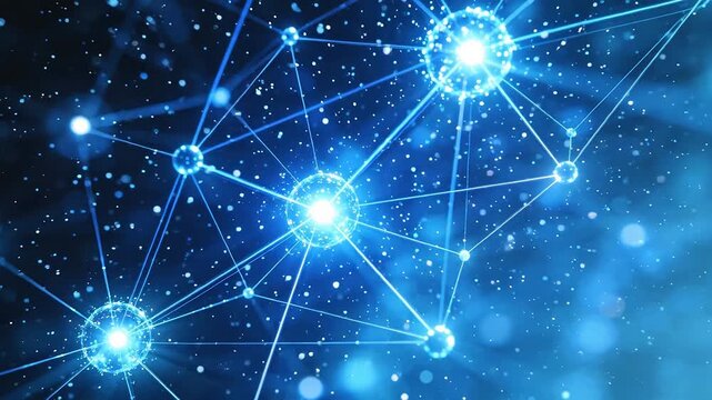 Abstract network of glowing nodes