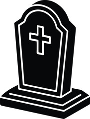 Obraz premium Gravestone with a christian cross symbol representing cemetery memorials and funeral services in black and white