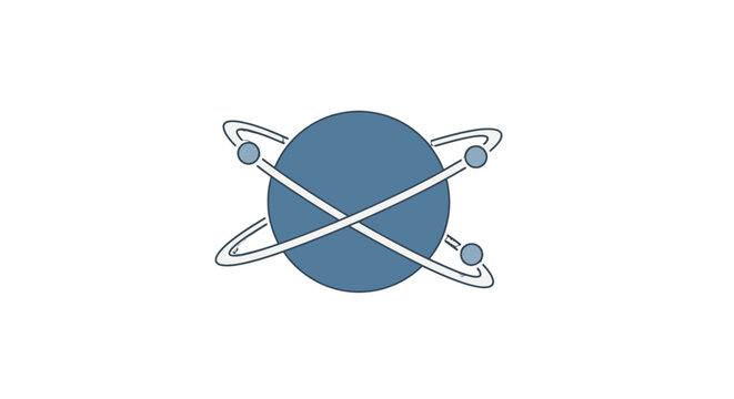 Abstract globe with orbiting rings symbolizing global connectivity and technology on an isolated white background.