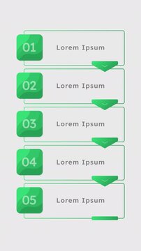 Business presentations infographic 5 steps template animation. Sequence options HD video. Animated blank diagram visualization. Process layout empty design element. Motion graphics