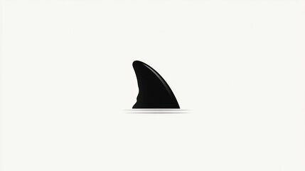 Fototapeta premium Minimalist black shark fin emerging from water on a clean white background