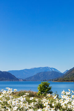 Lake Ossiach and Dobratsch mountain view in Austria