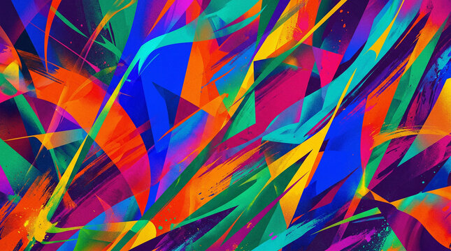 Abstract colorful fractal background with swirling rainbow lines and bright textured pattern design