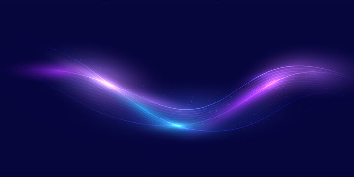 Futuristic glowing wave lines with smooth gradient transitions on a dark background. Abstract digital flow with luminous energy effect, ideal for technology, data, and modern design projects. EPS10.