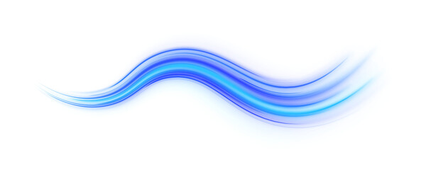 Naklejka premium Blue neon waves flow across digital express roads PNG. Bright energy trails create dynamic motion. Futuristic city looks fast and modern.