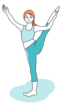Woman stretching - standing side split - Vector illustration