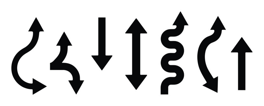 Collection of Black Arrows Showing Various Directions and Paths