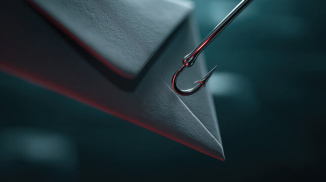 Fishing hook on sharp metallic surface close up dramatic lighting danger concept steel pointed underwater menacing focus