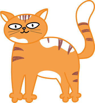 Happy Orange Striped Tabby Cat Standing - Cartoon Vector Illustration