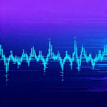 Abstract digital glitch wave pattern on blue background
