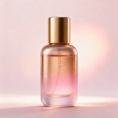 Naklejka premium Elegant Frosted Glass Cosmetic Bottle with Gold Cap