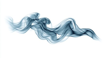 Fototapeta premium Elegant blue smoke swirling and flowing across a clean white background