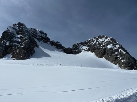 ski-alp and ski-touring track on Alp glacier 