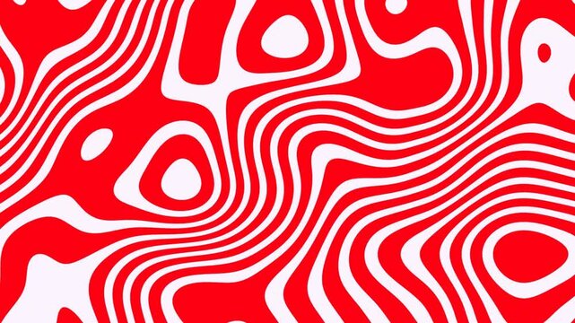 Dynamic Red and White Wavy Line Animation Abstract High Contrast Motion Background
