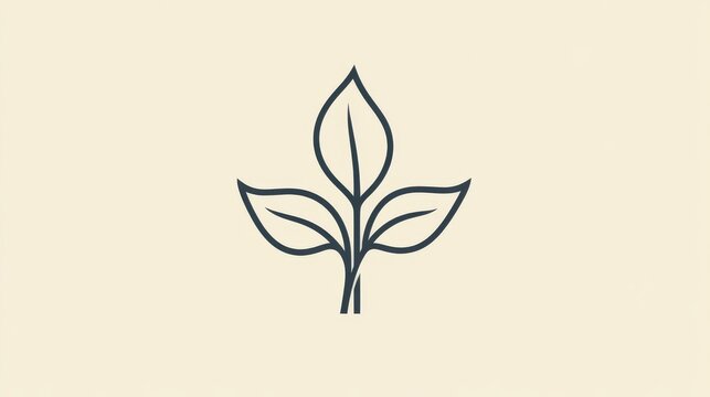 Bold line icon of a plant sprout with curved leaves and subtle shadow, eco-friendly symbol, perfect for UI and sustainability branding