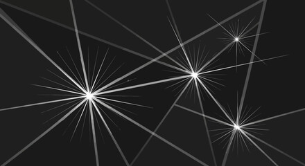 Obraz premium Abstract Geometric Background with Glowing Stars and Light Rays