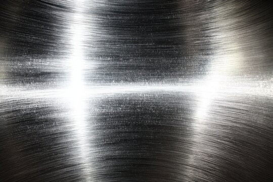 Close up of polished metal surface with dramatic lighting effects