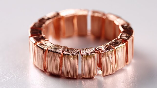 Detailed close up of a copper wire ring showcasing unique texture and design