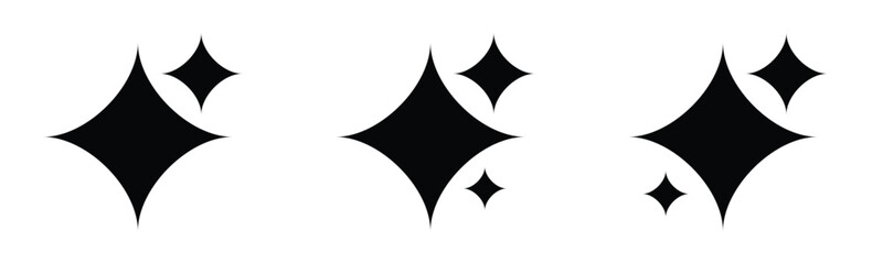 Obraz premium Elegant Black Sparkle Star Icons Set Minimal Twinkle Shapes with Artificial Intelligence Concept for Modern UI Design Pack