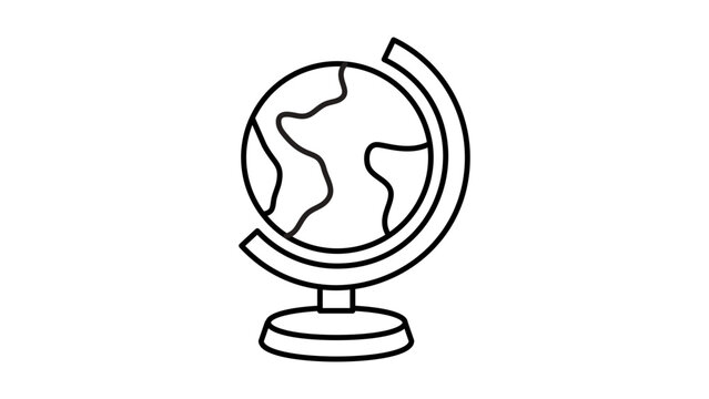 Minimalist Desk Globe Vector Icon with Editable Stroke. Clean Black Line Illustration of Earth for Education, Geography, and Travel. Scalable Outline Graphic for Professional Design Projects.