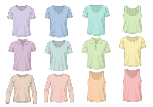 Variety of colorful shirts on display for fashion and shopping