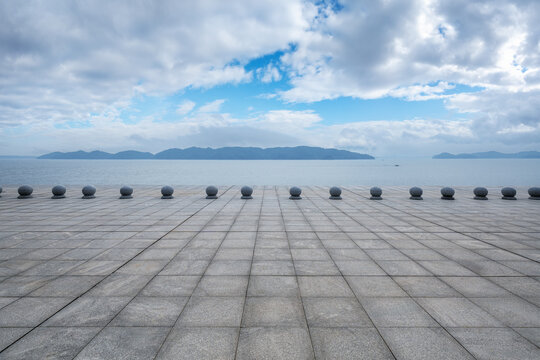 Wide granite-paved plaza lined with clipping path included